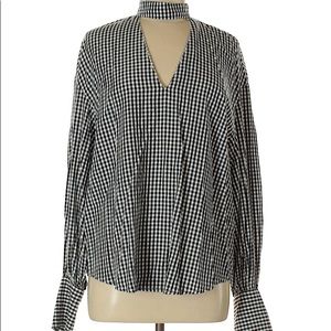 Zara gingham long sleeve blouse